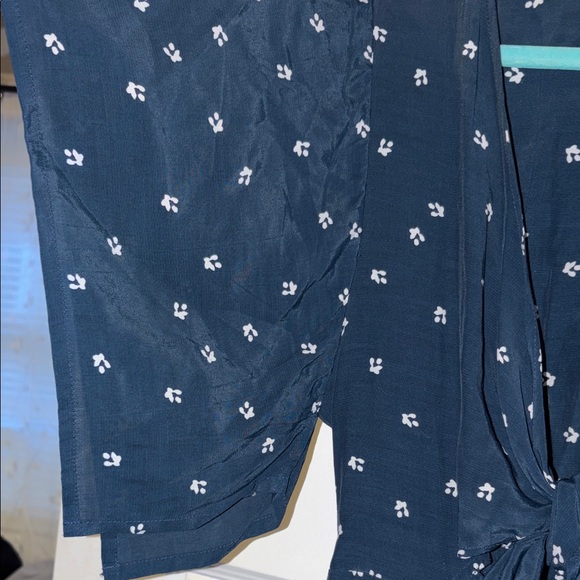 Faithfull the Brand Dark Teal Midi Dress with White Floral Pattern - Picture 2 of 7